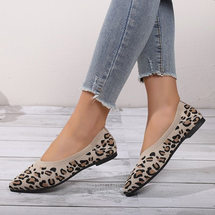 Pointed Toe Shallow Mouth Leopard Print Flat Pumps Fashion Casual Lazy Slip On Pumps 6ee52b2e d7ce 4116 9a4d 0bf89fa95d6f