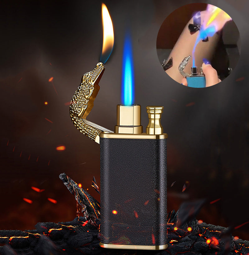 Creative Blue Flame Lighter Dolphin Dragon Tiger Double Fire Metal Winproof Lighter Inflatable Lighter 6ef8ddc3 613e 4289 95b