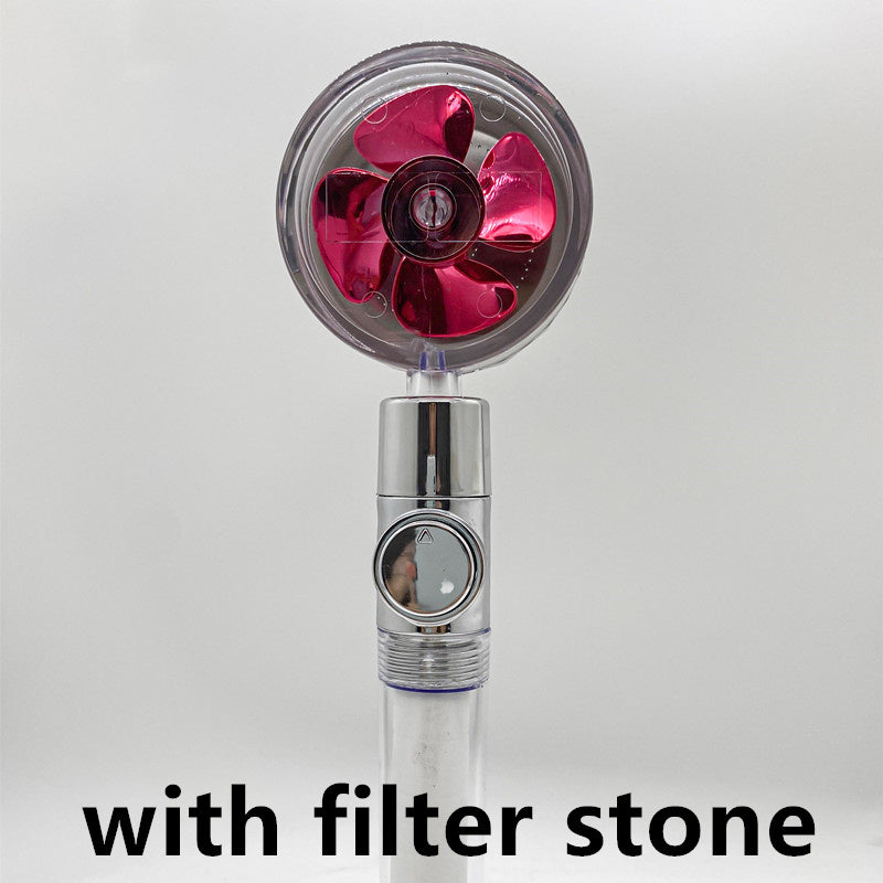Shower Head Water Saving Flow 360 Degrees Rotating With Small Fan ABS Rain High Pressure Spray Nozzle Bathroom Accessories 6f