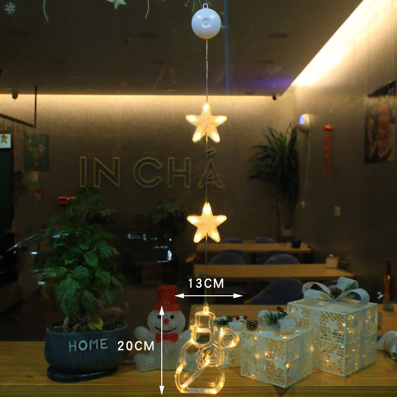Christmas 3pcs LED Light Star Xmas Tree Hanging Sucker Lamp Window Ornaments Decoration For Home Xmas Navidad New Year Decor