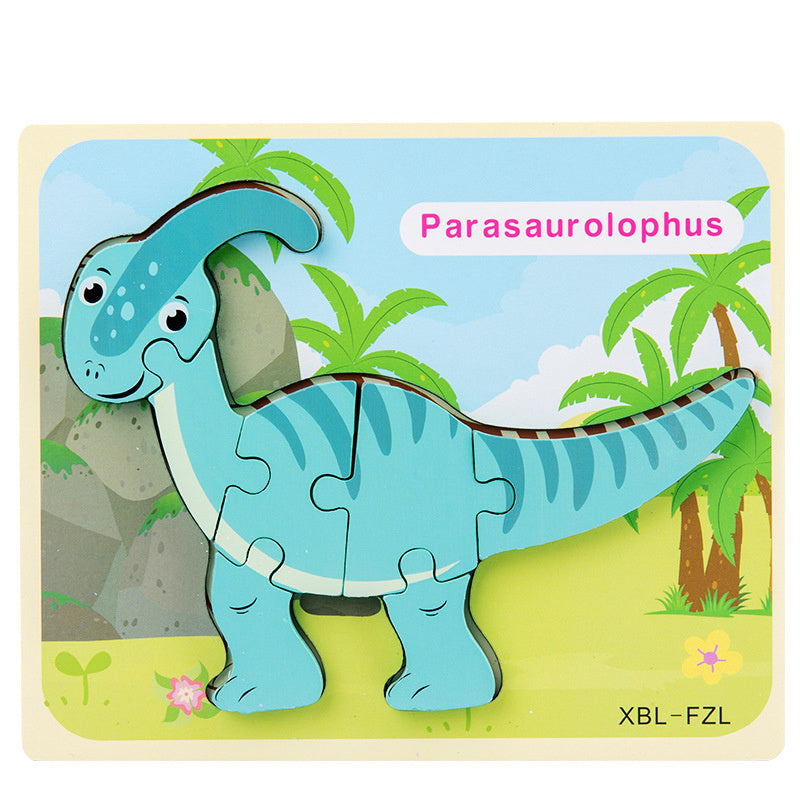 Baby Wooden Cartoon Dinosaur 3D Puzzle Jigsaw for Kids Montessori Early Learning Educational Puzzle Toys 70345521109