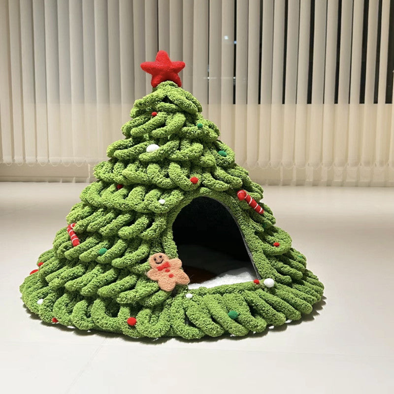 Christmas Handmade Felt Indoor Tent Style Enclosed Cat Nest 7039f598 c130 40ba bc67 e8c7e629a512