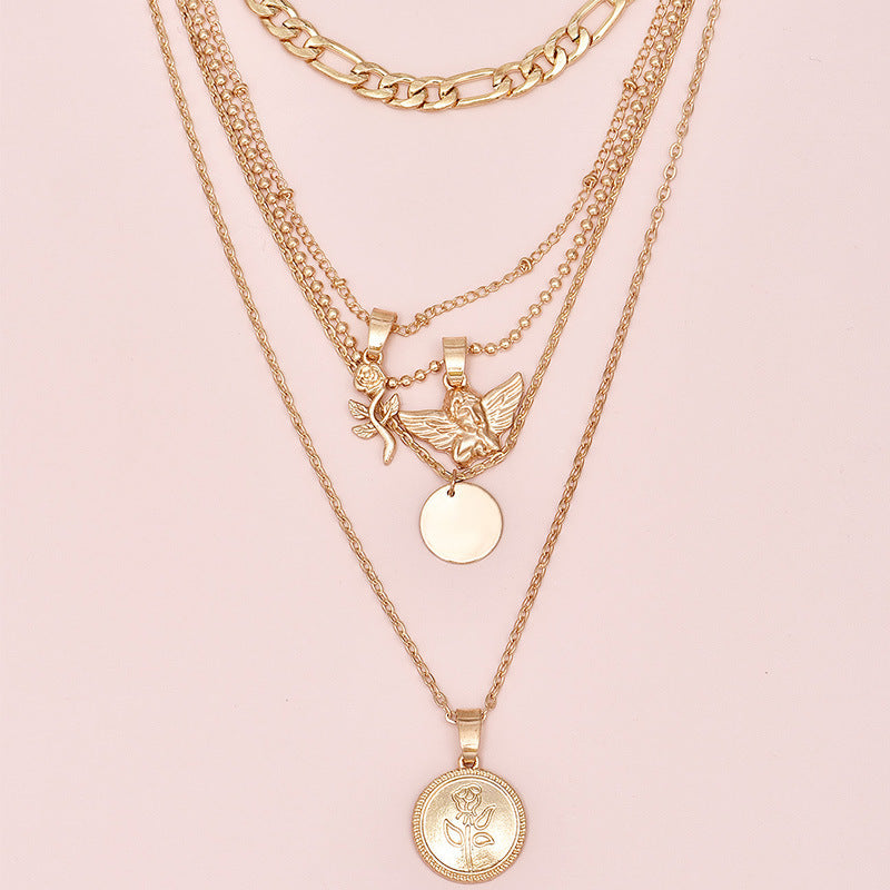 Flower Pendant Multilayer Ladies Necklace Combination Set 70852ae3 3835 4bd2 b9e4 1411a88fed5a