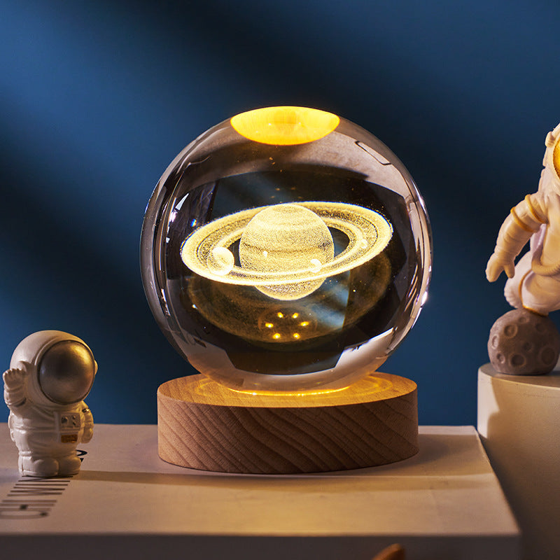 Luminous Starry Sky And Planets Moon Moon Crystal Ball Small Night Lamp Projection Ambience Light Creative Gift New Strange G