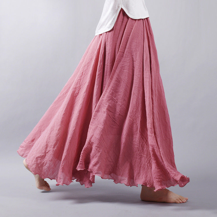 Mori Girl Art Plus Size Cotton And Linen Skirt Elastic Waist Linen A-line Skirt 71c47d6e 3ff6 4198 9994 6f124c8e3f35