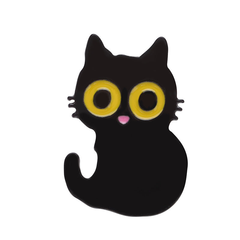 Cartoon Black Cat Flowers Series Adorkable Fashion Creative All-match Bag Clothing Ornament Badge 71c86345 d4cd 4106 b5a6 72c