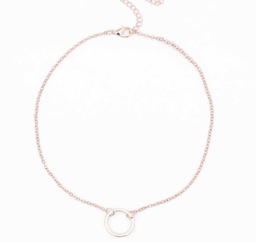 Chain metal ring short necklace 7292595794023