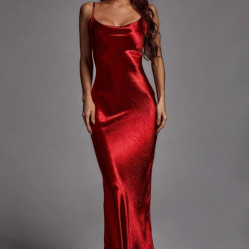 Beauty Clothing Sling Exposed Back Sexy Dress Slim Fit Fashion Long Skirt 72be324f 9928 4206 8d97 e11510bb4f8d