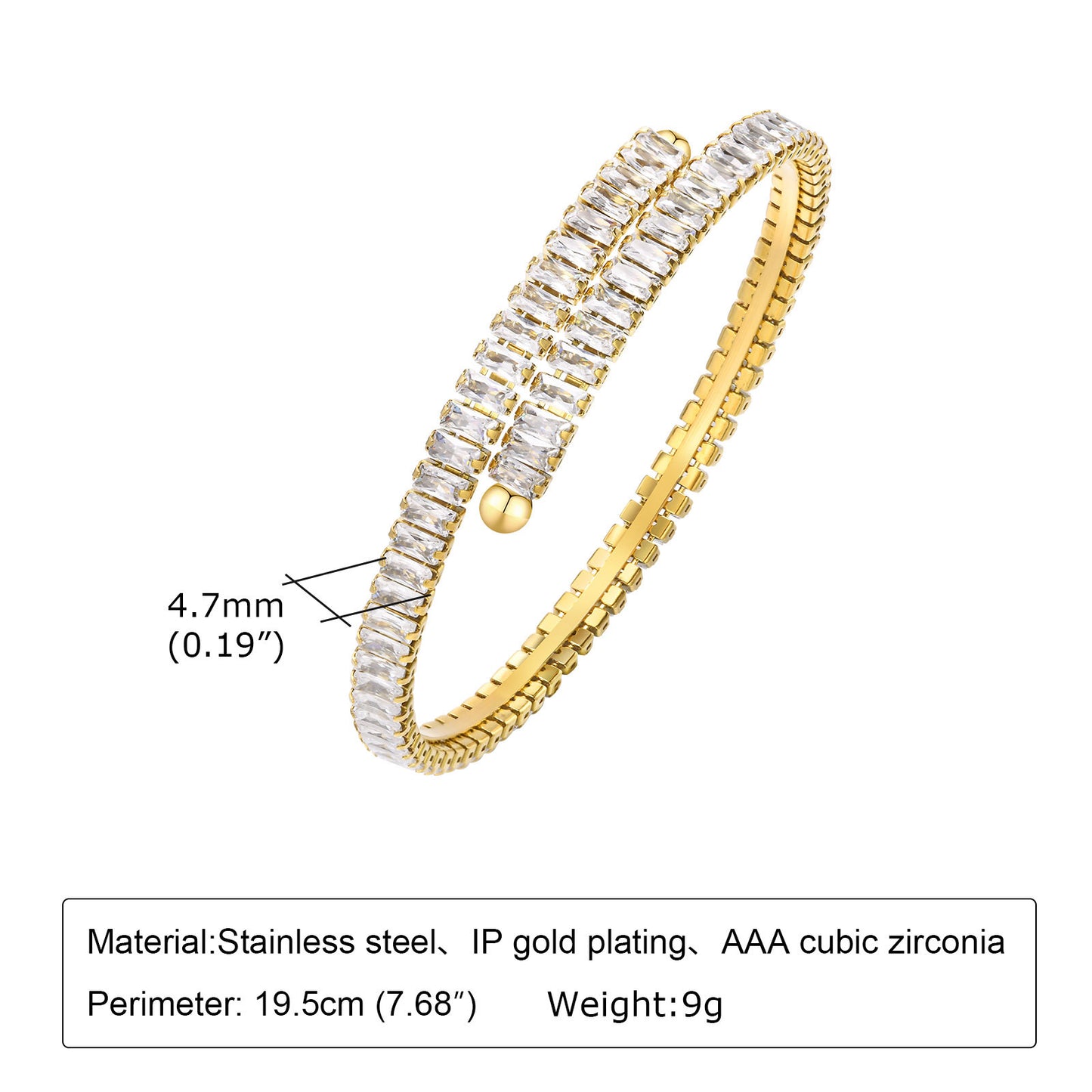 Women's Fashion Simple Square Zircon Stainless Steel Bracelet 7322b0a4 07f7 4d13 b984 373650e73458