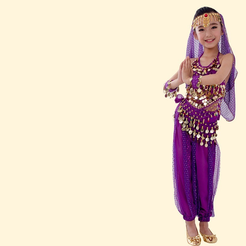 Children's Dancing Clothes Indian Dance Costume Xinjiang Dance Performance Wear Girls Belly Dance Children's National Perform