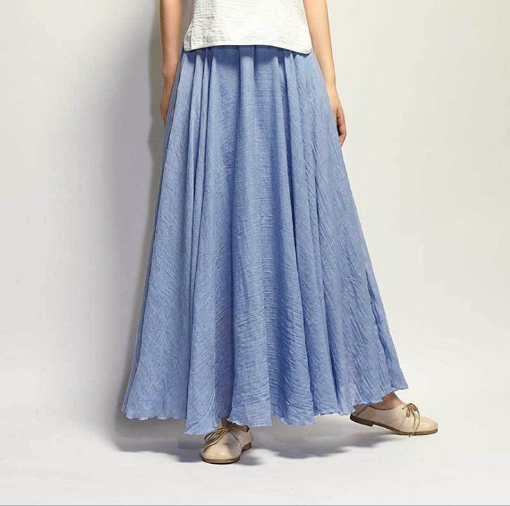 Mori Girl Art Plus Size Cotton And Linen Skirt Elastic Waist Linen A-line Skirt 73ad66b8 b47b 4e9e acc7 f9e30f3e1e3c