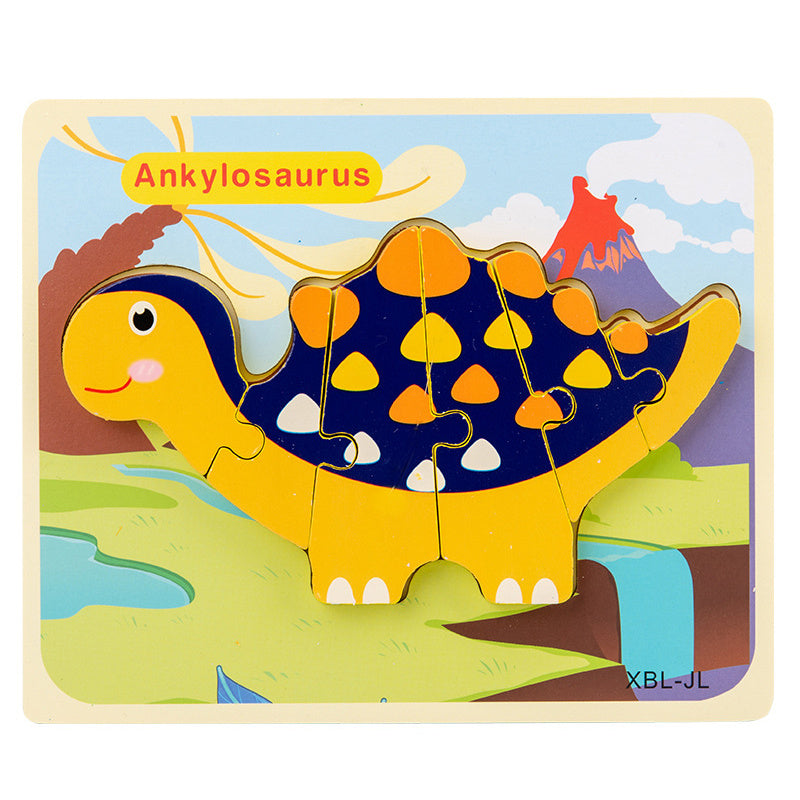 Baby Wooden Cartoon Dinosaur 3D Puzzle Jigsaw for Kids Montessori Early Learning Educational Puzzle Toys 744799781891