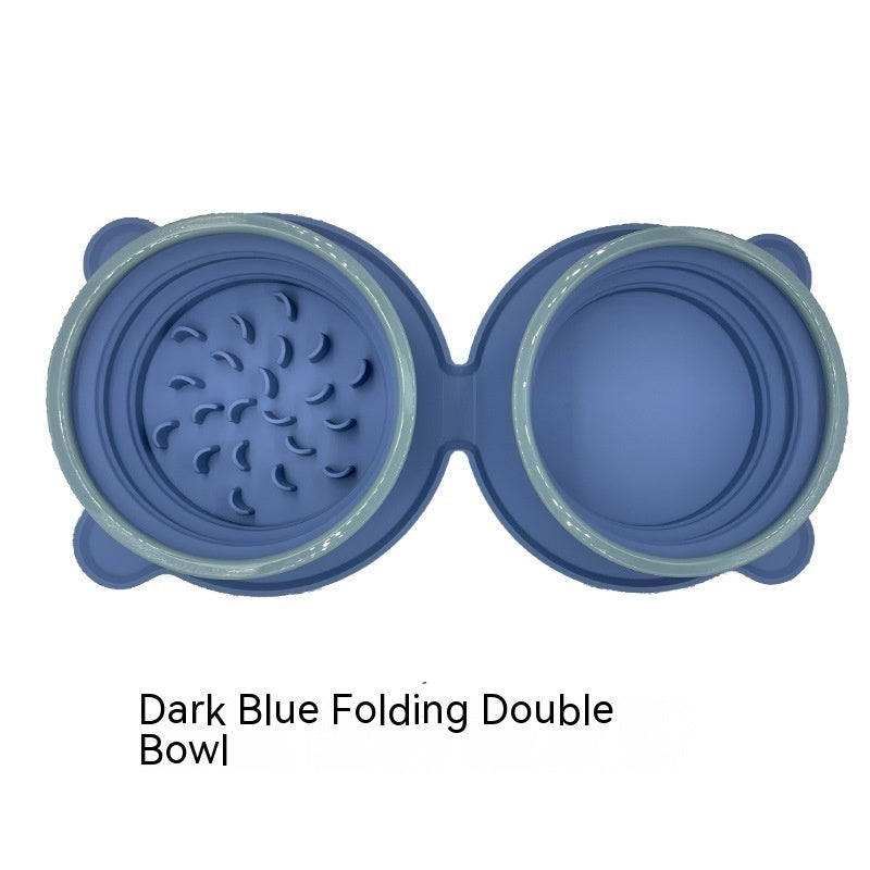 Portable Silicone Double Dog Food Bowls Foldable Non-Slip Cat Bowl Pet Travel Anti-Choking Feeding Bowl Outdoor 745b3f1a 7e4e