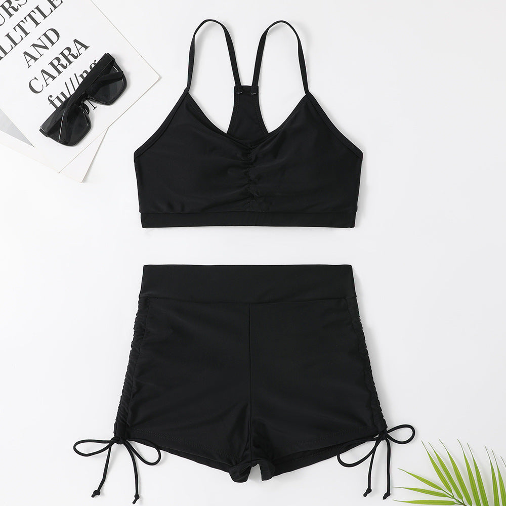 Women's Pure Color Bikini High Waist Split Swimsuit 74760084 3199 4daf 896c 51d684e21106