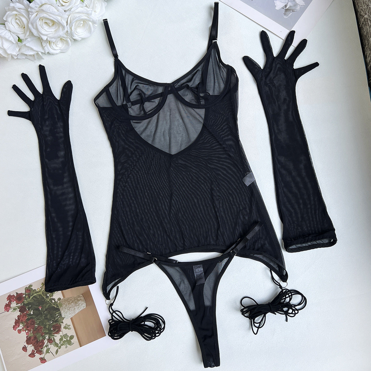 Sexy Seduction Mesh Tied Dress Outer Bra Set 7497b250 b45a 47c1 9631 28f022fa1ae9