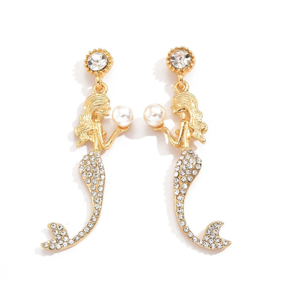 Silver Needle Mermaid Pearl Super Fairy Long Earrings 750804de 1588 49a9 9a53 b2e53ac0e6af fine