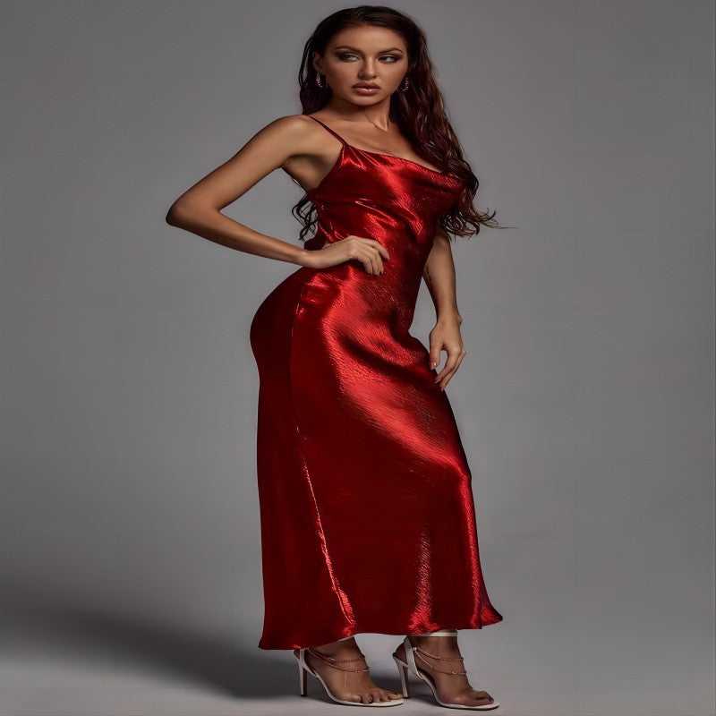 Beauty Clothing Sling Exposed Back Sexy Dress Slim Fit Fashion Long Skirt 752f12db 4153 45f5 a9fe f9939f074a2e