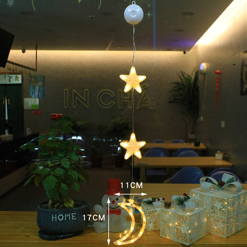 Christmas 3pcs LED Light Star Xmas Tree Hanging Sucker Lamp Window Ornaments Decoration For Home Xmas Navidad New Year Decor