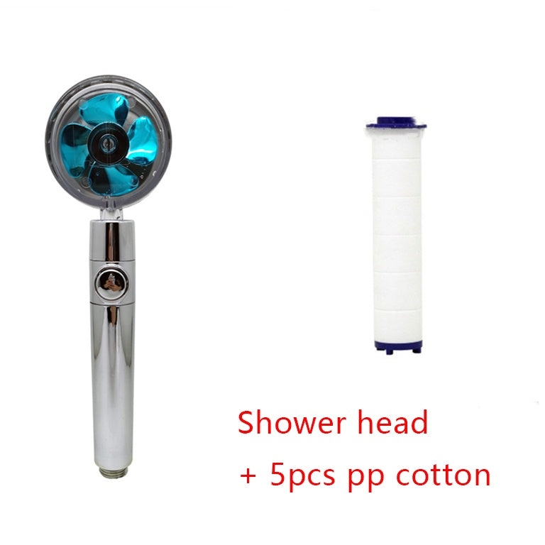 Shower Head Water Saving Flow 360 Degrees Rotating With Small Fan ABS Rain High Pressure Spray Nozzle Bathroom Accessories 75