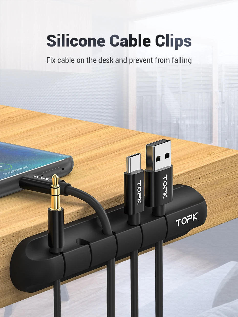 Silicone USB Cable Winder Desktop Cable Organizer Management Multipurpose Clips Cables Protector For Wired Headphones