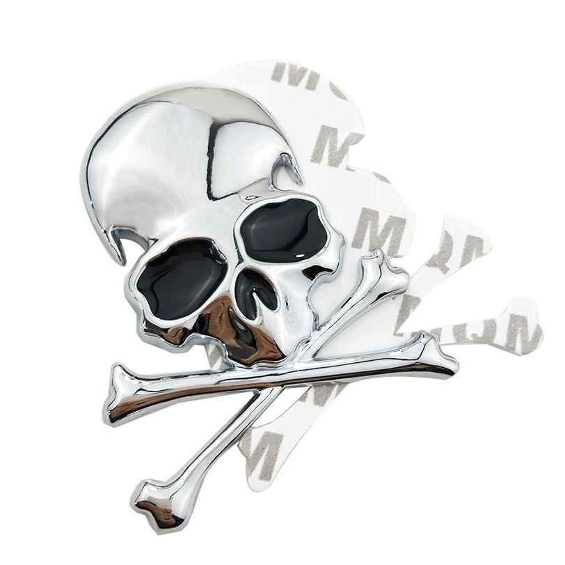 3d metal alloy zinc skull skeleton bones car truck bike stickers labels emblem sign car styling jewelry intimate accessories - HD Wireless Product #4
