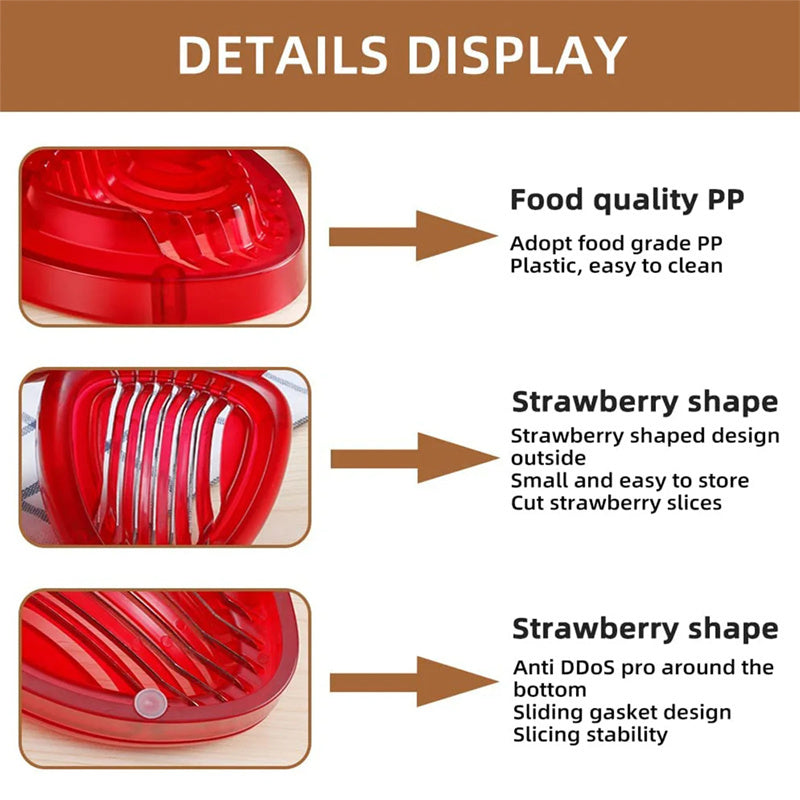 Red Strawberry Slicer Plastic Fruit Carving Tools Salad Cutter Berry Strawberry Cake Decoration Cutter Kitchen Gadgets 770c01