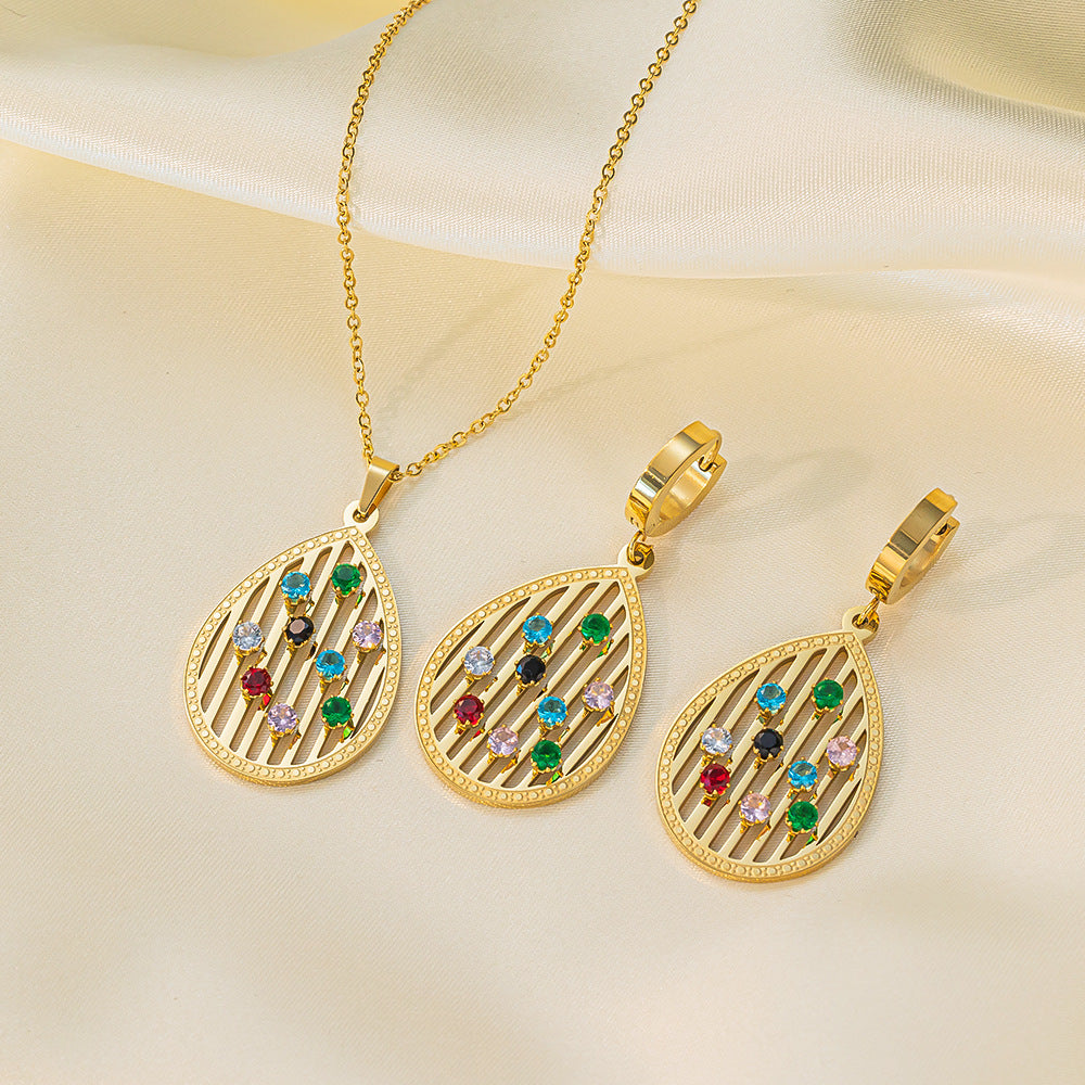 Stainless Steel Necklace Earrings Women's Jewelry Suit 7768890f aa76 41ae 87cb 8d4430f81fb7