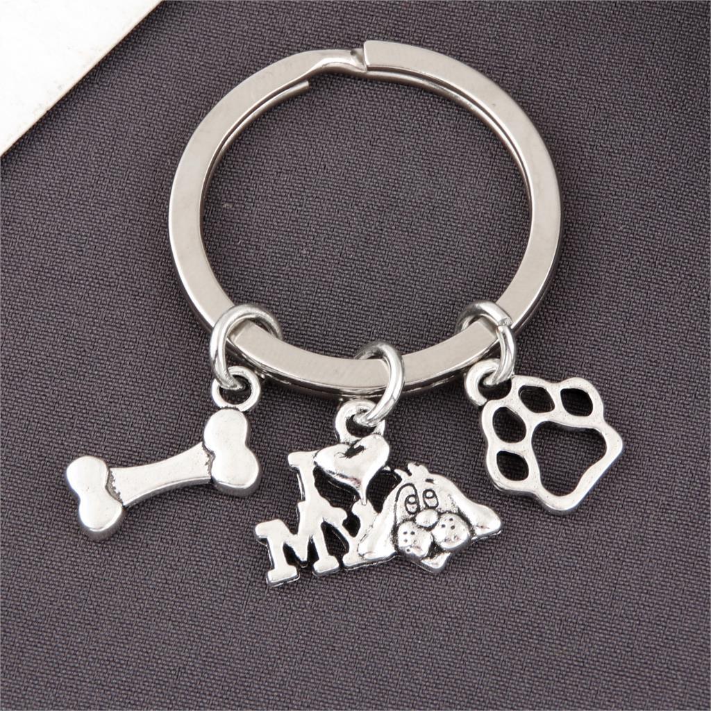 Pet I Love My Dog Bone Paw Keychain 781d662f d9de 434f 9283 0df3c6f31bdc
