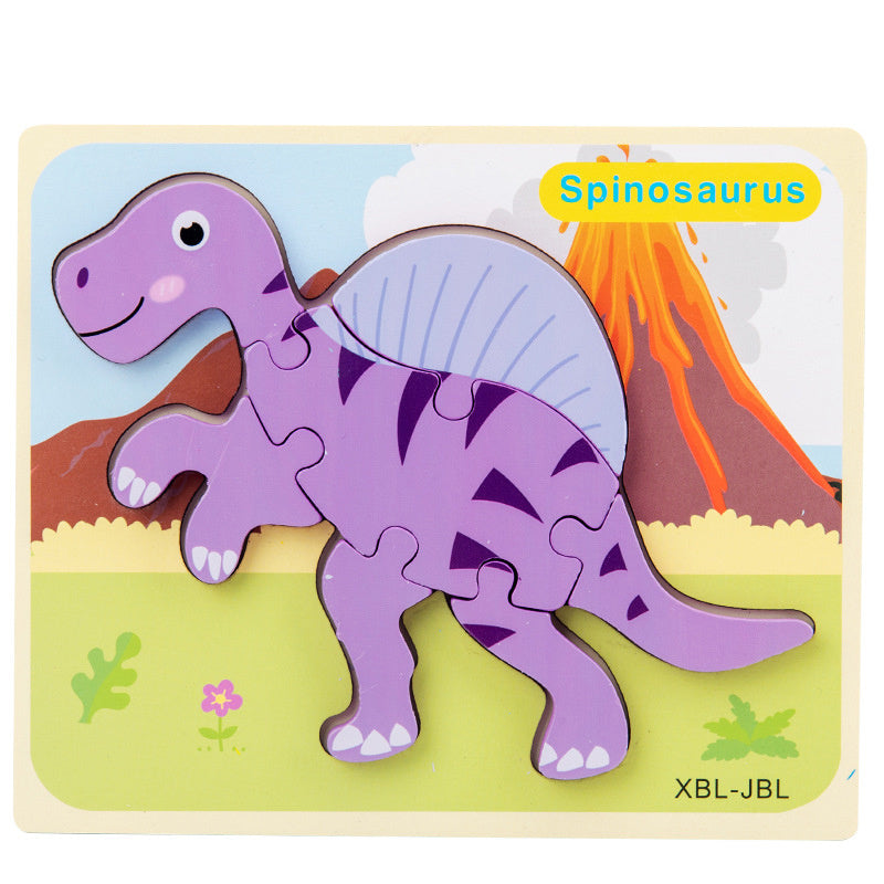 Baby Wooden Cartoon Dinosaur 3D Puzzle Jigsaw for Kids Montessori Early Learning Educational Puzzle Toys 782373939840