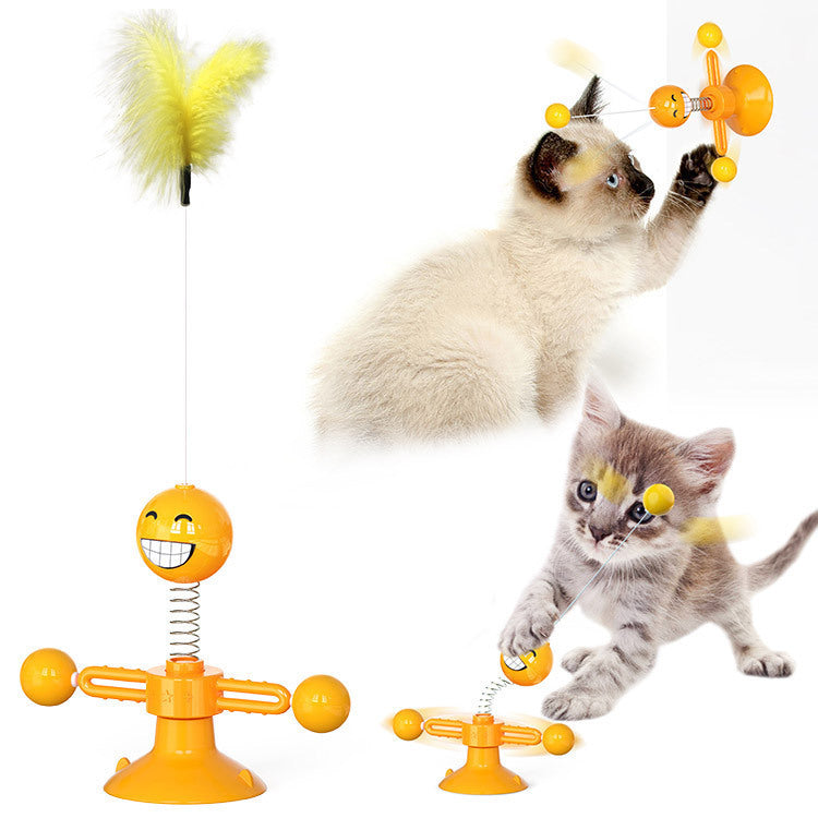 Cat Rotating Windmill Multi-Function Toys Itch Scratching Device Teeth Shining Toy 78277038564989