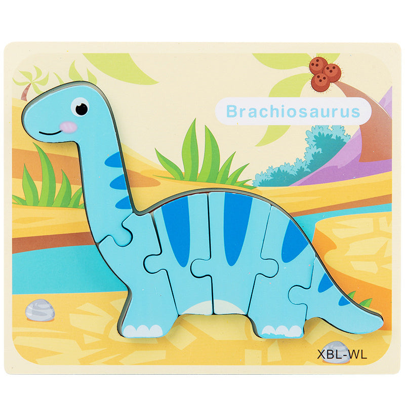 Baby Wooden Cartoon Dinosaur 3D Puzzle Jigsaw for Kids Montessori Early Learning Educational Puzzle Toys 794335421308