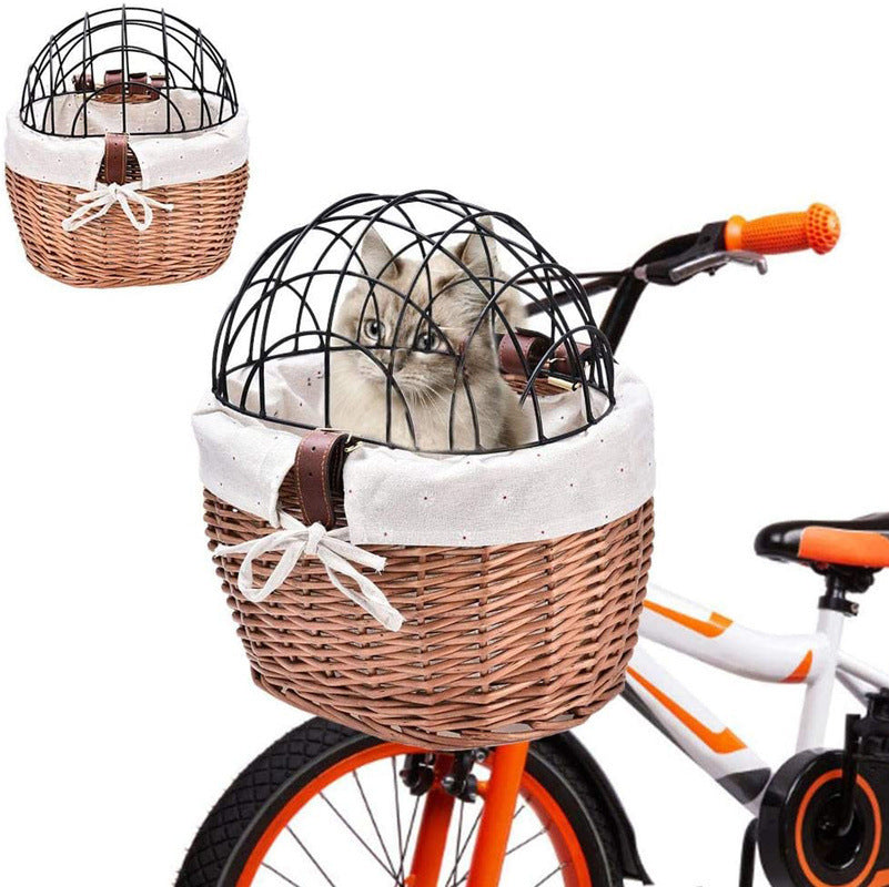 Cat And Dog Bicycle Front Handle Basket Pet Seat Handle Wicker Road Bicycle Basket Pet Cat And Dog Cage 79cdf916 5418 45c1 aa
