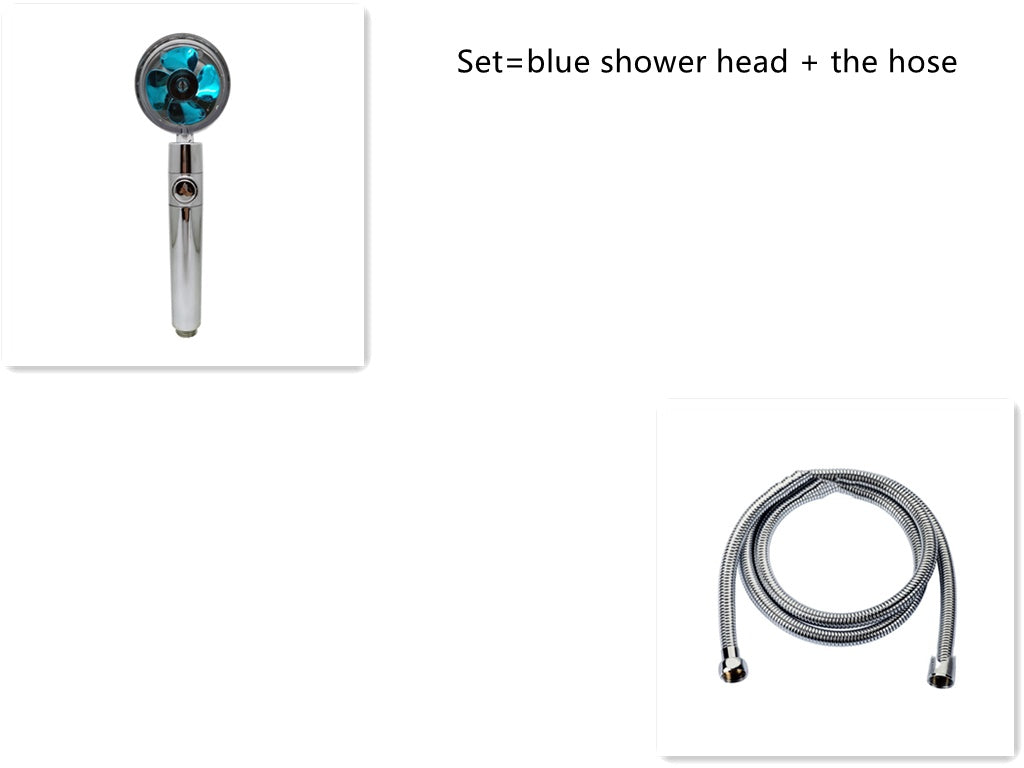Shower Head Water Saving Flow 360 Degrees Rotating With Small Fan ABS Rain High Pressure Spray Nozzle Bathroom Accessories 7a