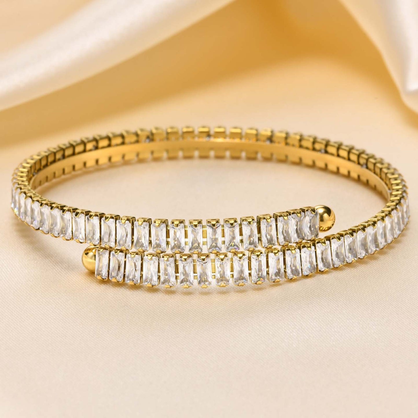 Women's Fashion Simple Square Zircon Stainless Steel Bracelet 7b5a9070 bfa1 4b97 b45e d22424ecd13f