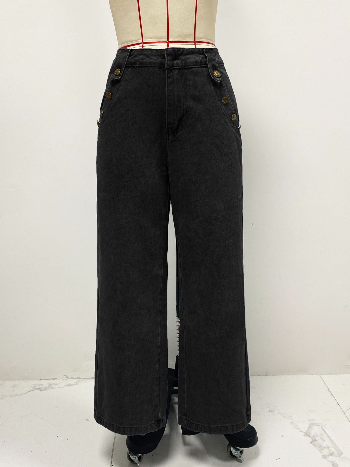 Fashion Sleeveless Denim Suit Wide Leg Pants