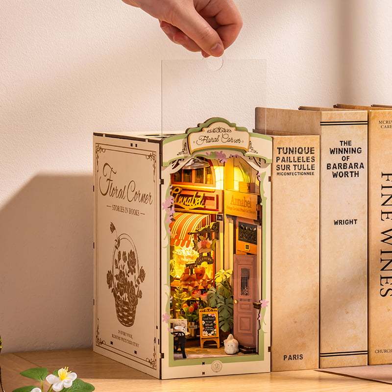 Rolife Floral Corner DIY Book Nook Shelf Insert Kit 3D Wooden Dollhouse For Gift 7c048502 19d5 4773 aaf9 d56efa1147af