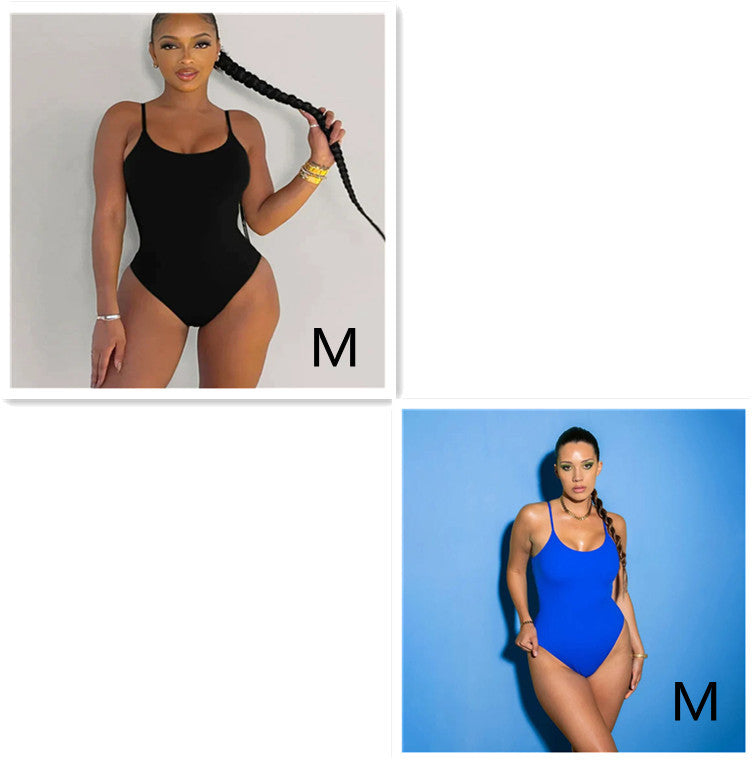 Sling Backless Tether Plus Size Solid Color Triangle One-piece Swimsuit 7cc60874 b4a3 45e7 860b 0af1b7883985