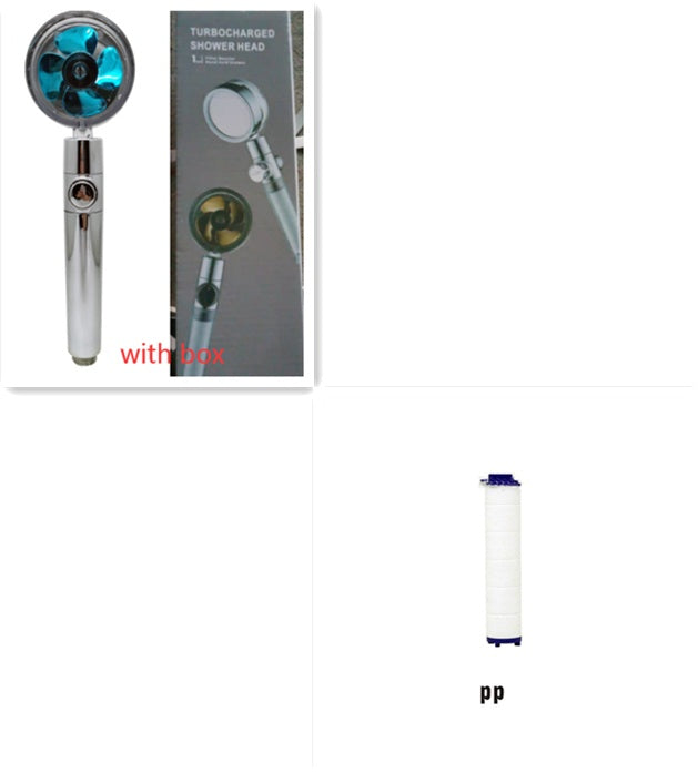 Shower Head Water Saving Flow 360 Degrees Rotating With Small Fan ABS Rain High Pressure Spray Nozzle Bathroom Accessories 7c