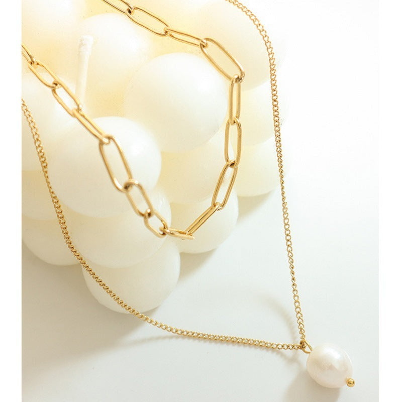 Women's Double-layer Pearl Pendant Clavicle Necklace 7d9c6a4f e97a 47ae bbed a0e05adf1b40