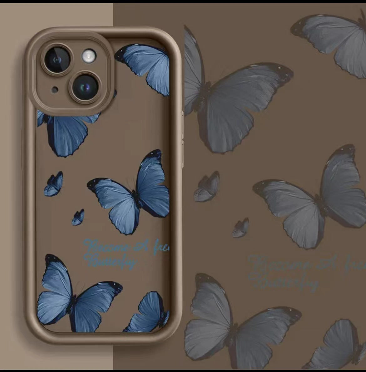Blue Butterfly Printed Edging Drop-resistant Phone Case 7e1373dd 4917 49b4 a27b ac3624db77f8
