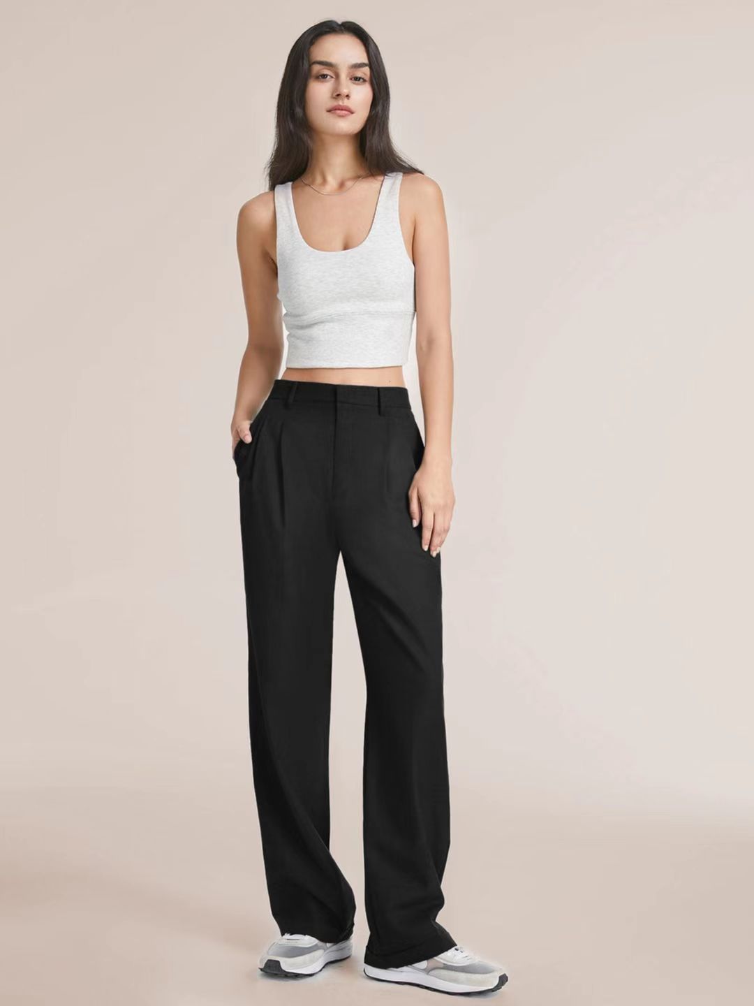 High Waist Wide Leg Pants Versatile Belt 7e2cbde1 f919 4364 8158 538640d8fd87