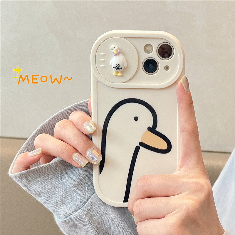 Duck Pattern Sliding Window Silicone Mobile Phone Case 7e55b6e6 072b 497c 8e90 572e497b7521