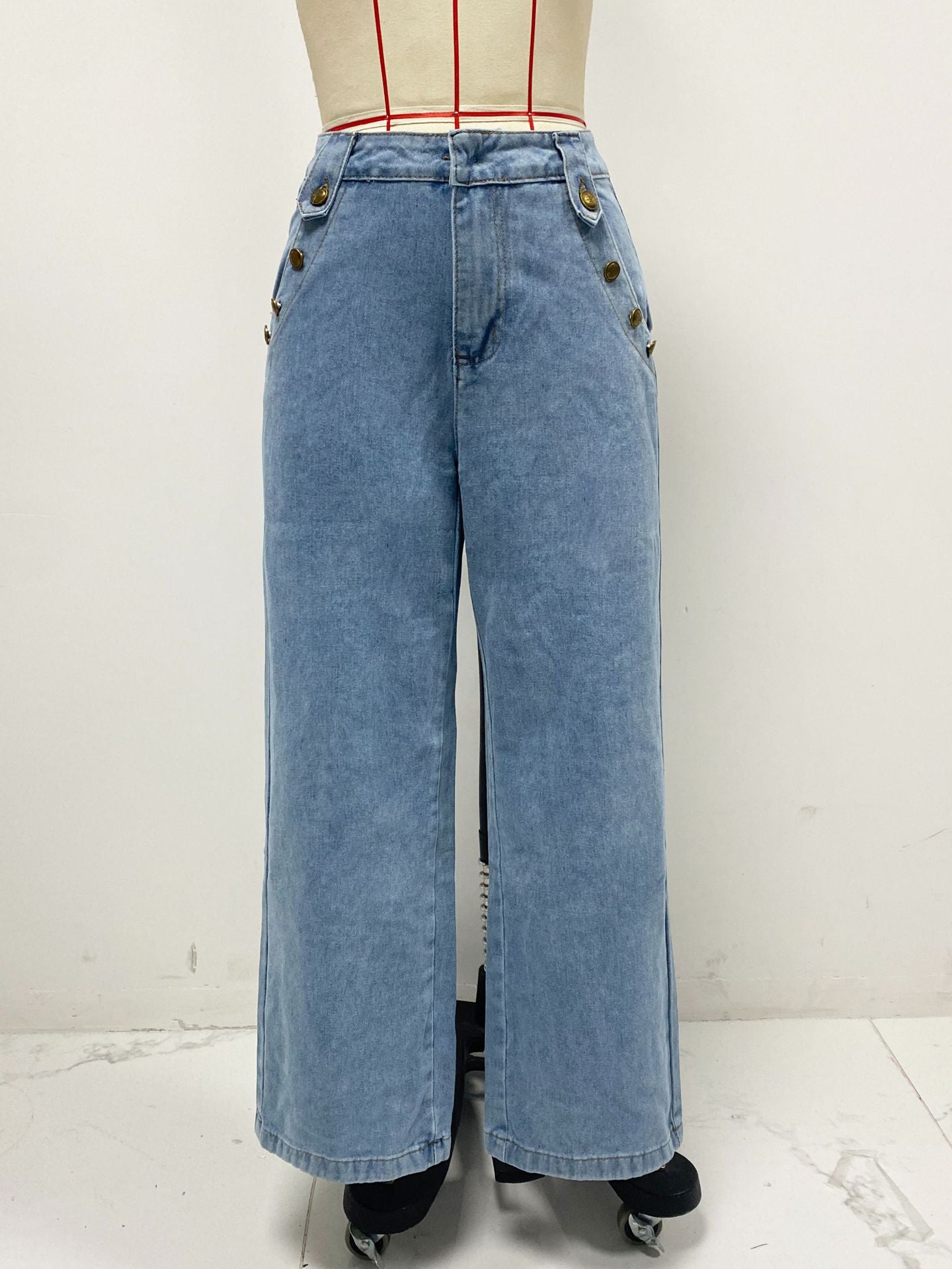 Fashion Sleeveless Denim Suit Wide Leg Pants