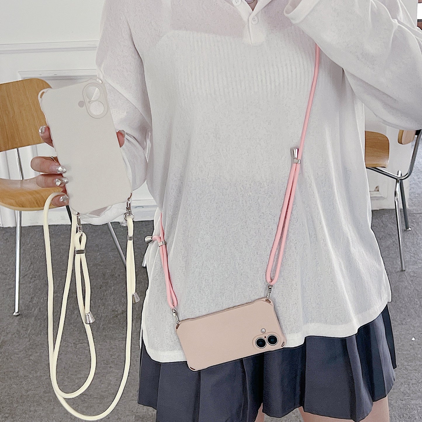 Four-corner Cross Lanyard Liquid Silicone Phone Case Soft Case - 图片 2