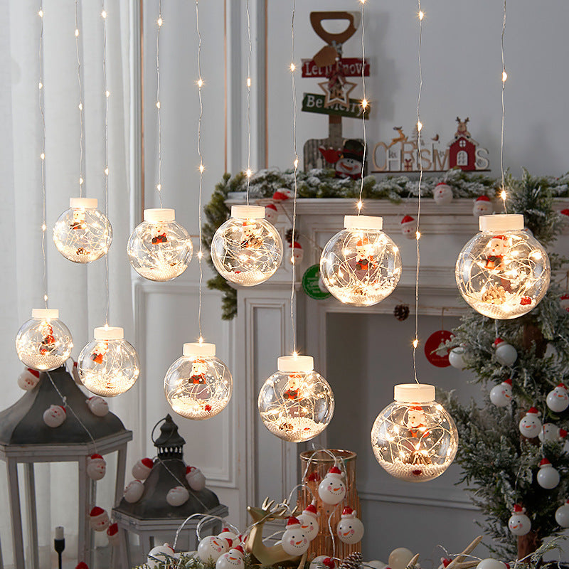 10PCS LED Christmas Curtain Lamp Fairy Snowman Wishing Ball Lamp String Christmas Window Decoration Christmas Light Room - HD Wireless Product #4