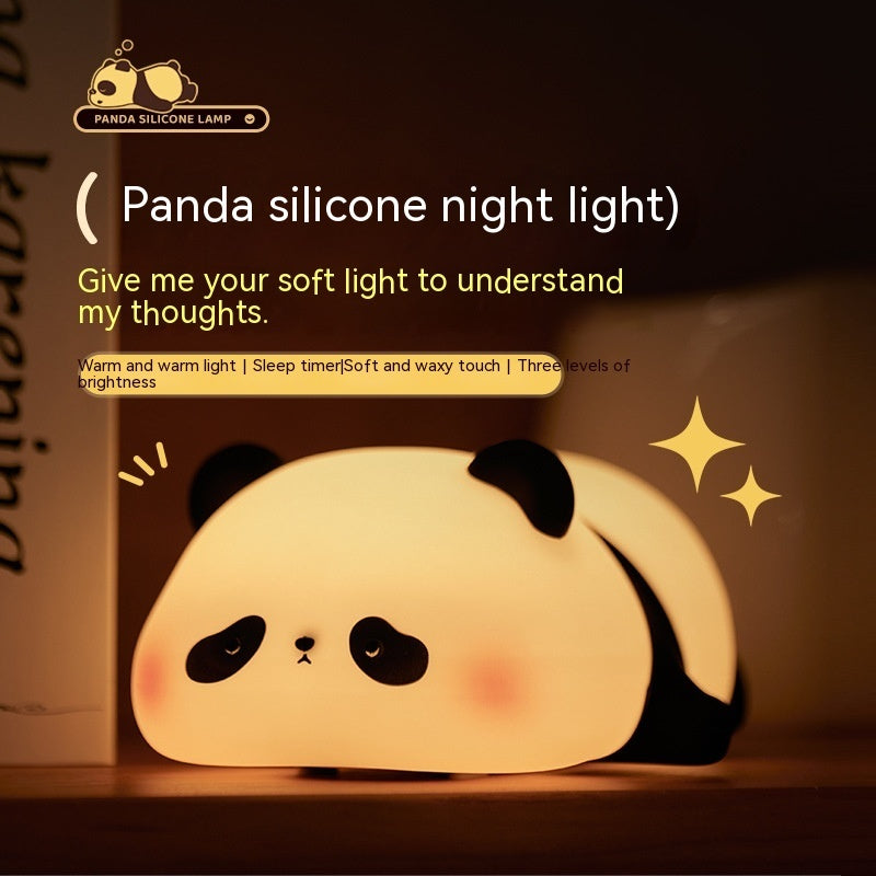 Panda Night Lights For Kids Cute Animal Silicone Timing Rechargeable Lamp Cartoon Panda Bedroom Decoration Kids Boys Girls Gi