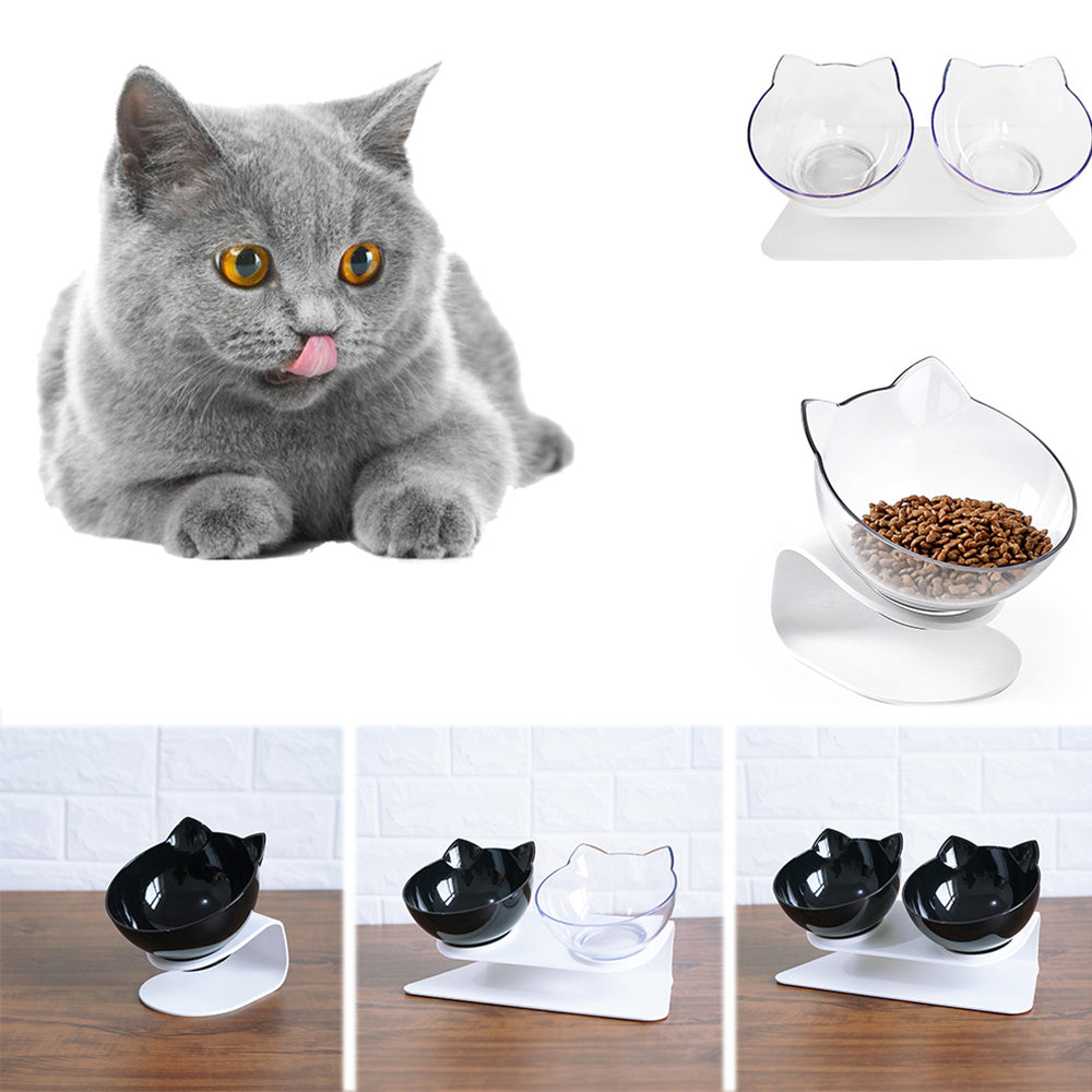 Cat Double Bowl Cat Food Bowl Protects Cervical Vertebra 842708951630