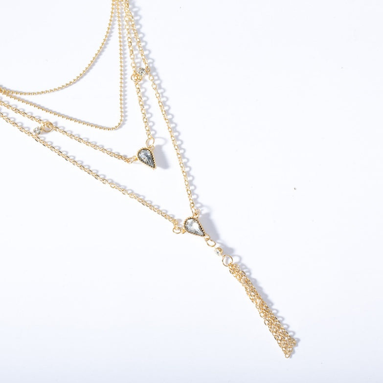 Vintage four-layer drop diamond necklace 848335638795