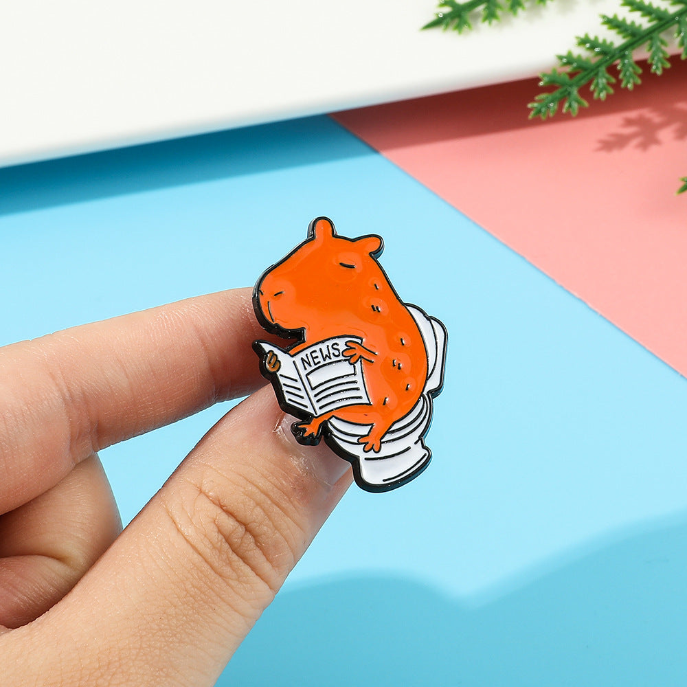 Little Mouse Toilet Reading Newspaper Shape Pin Brooch 849b6338 443c 43e3 a469 802a6b3a2c0d