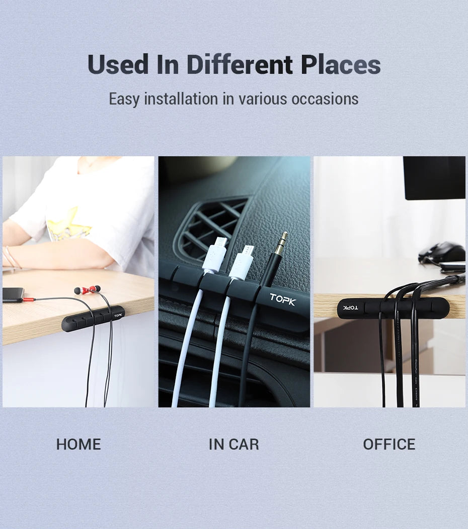 Silicone USB Cable Winder Desktop Cable Organizer Management Multipurpose Clips Cables Protector For Wired Headphones